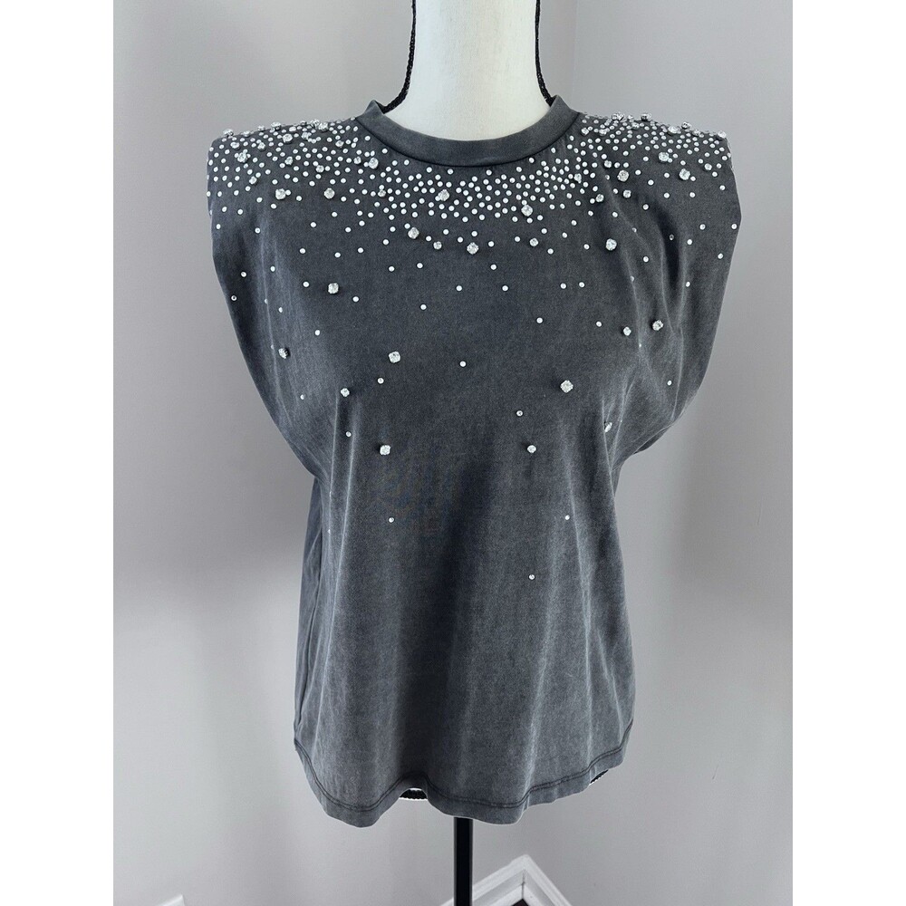 NWOT ZARA Embellished Muscle Tank Size Small Gray
